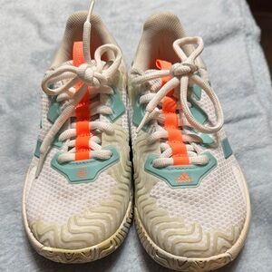 Adidas Cream and Teal Bounce Sneakers